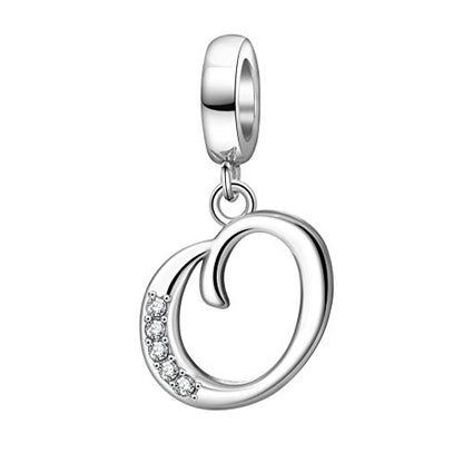 925 Sterling Silver Initial Charm fits Pandora, Gift for Mom Wife | Christmas,Birthday,Mother's Day, Anniversary, Valentine's Day - color: Letter O