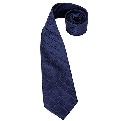Hi-Tie Men 63inches Tie Set Extra Long Necktie Paisley Tie Pocket Suqare Cufflinks Big and Tall Men Tie - color: Blue