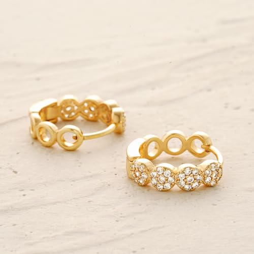 Women Gold Earrings Huggie Hoop Cubic Zirconia 14K Gold Plated Small Simple Hypoallergenic Everyday Jewelry - style: Flower