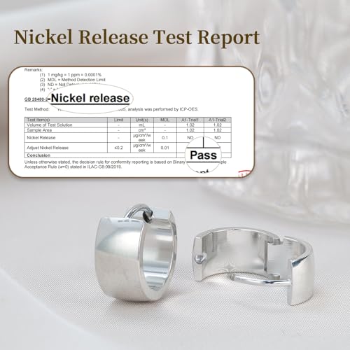 Limerencia Implant Grade Titanium Chunky Wide Huggie Hoop Earrings | Hypoallergenic,G23 Pure Titanium,Waterproof,Thick Huggie for Sensitive Ears - color: Silver