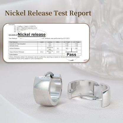 Limerencia Implant Grade Titanium Chunky Wide Huggie Hoop Earrings | Hypoallergenic,G23 Pure Titanium,Waterproof,Thick Huggie for Sensitive Ears - color: Silver