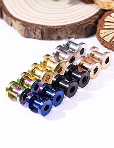 Vsnnsns 14G 12G 8G 6G 4G 2G 0G 00G Stainless Steel Ear Tunnels Screw Fit Ear Plugs Tunnels Gauges Set 1.6MM 2MM 3MM 4MM 5MM 6MM 8MM 10MM - color: 4G-5.0mm