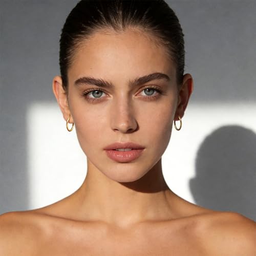 14K Gold Hoop Earrings for Women 14K Gold Earrings for Women | Gold Hoop Earrings for Women Classic Hypoallergenic Lightweight Hoop Earrings for Women 14/16/18/20/25/30/35/40/45/50/60/70mm - size: 20mm