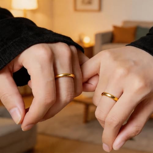 2mm 18Pcs No Tarnish Stainless Steel Thin Rings | PVD Gold Plated, Fadeless, Waterproof, High Polish, Hypoallergenic - color: 18K Gold Plated