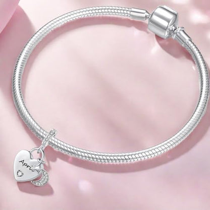 12 Months Birthstone Heart Charm Moon and Star Pendant Bead Compatible with Pandora Bracelet Women - style: April