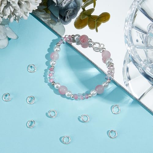 Beebeecraft 1 Box 30Pcs Locking Jump Rings 7.5mm Small 925 Sterling Silver Plated Round Split Jump Ring Open O Connector for Jewelry Making Charms Necklaces Pendants Bracelets DIY Crafts - color: Silver