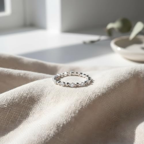 SILVERCLOSEOUT Rhodium Plated Sterling Silver Womans Cz Cubic Zirconia Thin Stacking Eternity Band Ring Size 4-9