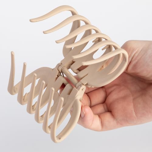 4 Pcs Octopus Claw Clips Octopus Hair Claw Clips for Women 3.8" Large Hair Claw Clip for Women Strong Grip Non-slip Jaw Clip for Thick,natural color