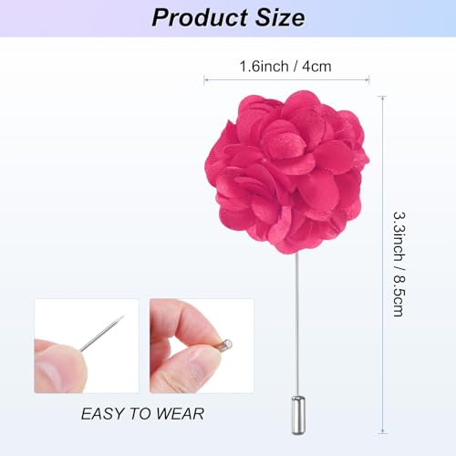 M METERXITY Flower Lapel Pins for Men, Boutonnieres Pin Camellia Flower Groom Boutonnieres for Wedding/Graduation - color: Rose Red