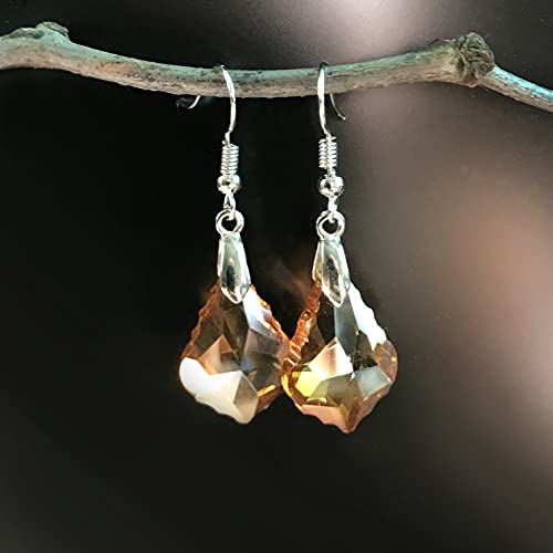 Unique Sparkly Multi-color Crystal Teardrop Dangle Drop Earrings Rainbow Crystal Geometry Earrings for Women Statement Chic Charm Jewelry Gifts - color: Yellow