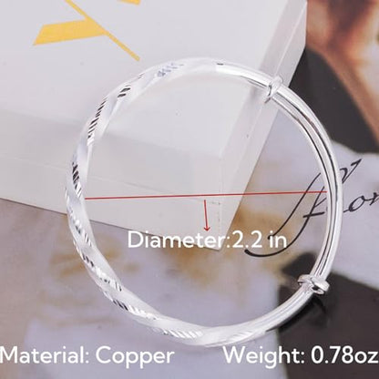 925 Sterling Silver Bangles For Women Handmade Silver Bangles Open Adjustable Bangle Bracelets For Women Silver Open Cuff Bracelets Stackable Wrap Bangles Festival Jewelry Gifts - color: Style 19