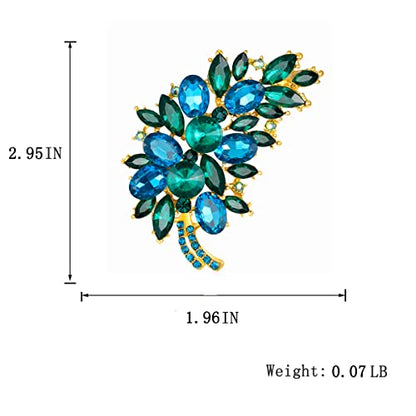 seven wolves Women Crystal Bouquet Brooch Pin All-Match Accessories Rhinestone Brooches and Pins - color: Blue E
