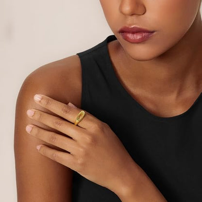 Cicy Bell Initial Rings for Women 18k Gold Plated Adjustable Rings | Open Signet Rings, Bold Letter, Personalized Engraved, For Party - color: Initial-O