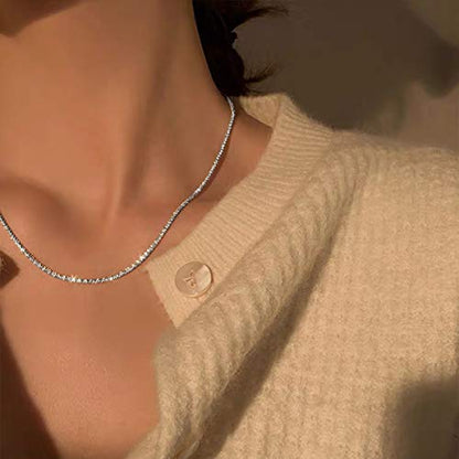 Ladytree S925 Sterling Silver Dainty Simple Choker Necklace,Rolo Chain,Adjustable 13 inches to 16 inches - style: 11_Gypsophila Chain Choker