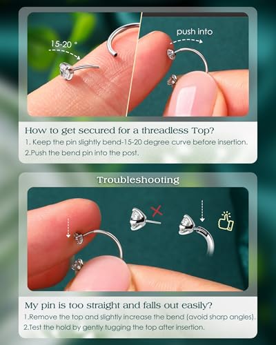 2PCS 16G Horseshoe Septum Rings Surgical Steel Helix Tragus Hoop Earring, Threadless Helix Cartilage Conch Piercing Jewelry For Women Men, 8mm 10mm 12mm Push Pin Lip Labret Rings - size: 10mm-2pcs