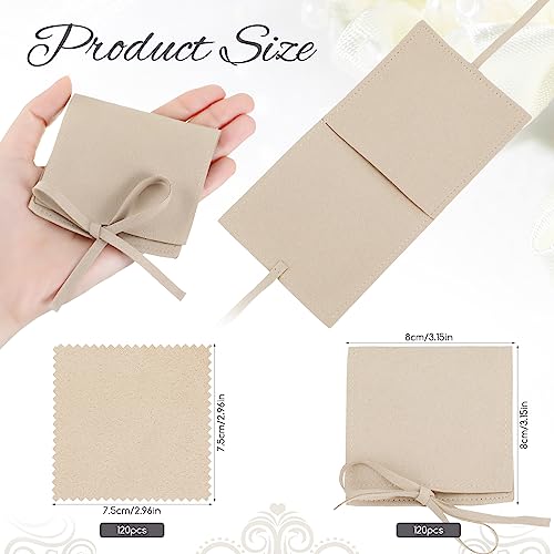 120 Pcs Microfiber Jewelry Pouch 8 x 8cm Jewelry Packaging Bag Gift Bow Tie Bracelet with Cleaning Cloth(Multicolor) - color: Multicolor