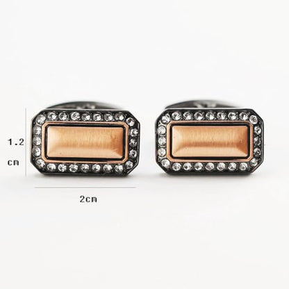 Black Square Men's Cufflinks Studs Set