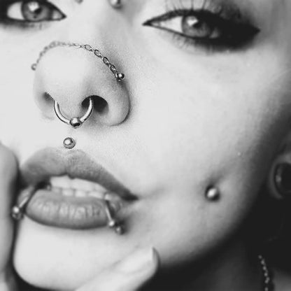 PunkTracker 20G Nose Rings 2mm 2.5mm 3mm CZ Nose Studs | with Chains Surgical Steel Nose Piercing Jewelry Nose Ring Studs - style: Silver, Nose Screw