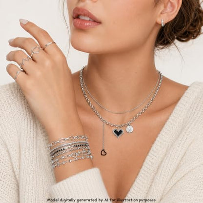 68-80 Pcs Jewelry Sets for Women, Gold Silver Bulk Jewelry Set with Rings Earrings Necklaces Bracelets, Hypoallergenic Fashion Jewelry Sets for Women Wedding Birthday Gifts - color: Silver 1