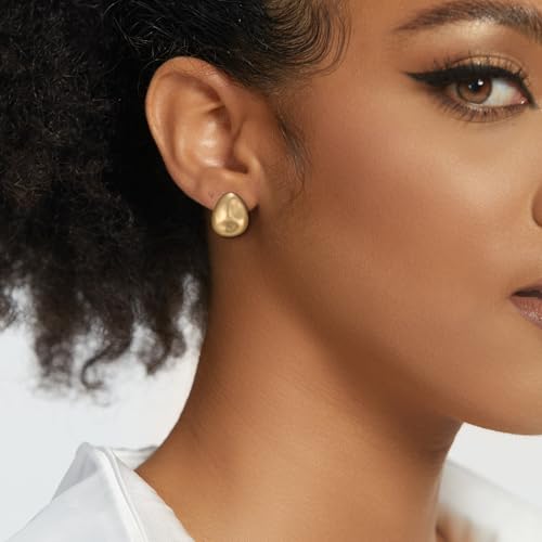 FANZE 2 Pairs Matte Gold Sliver Clip on Earrings for Women No Piercing | No Piercing Button Earring Comfortable Fashion Jewelry Gift - color: set-15