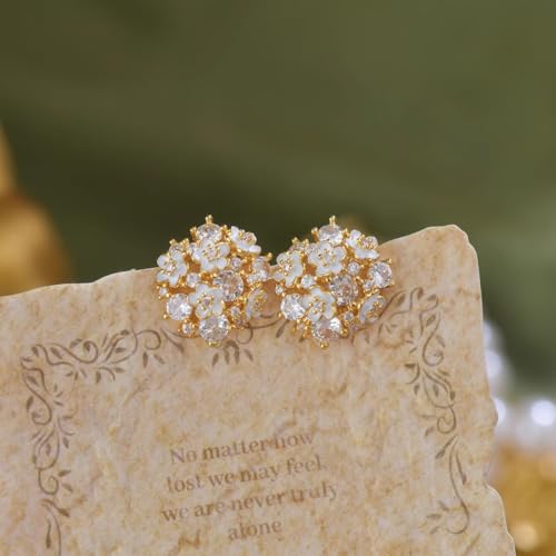 Clip-On Earrings for Womem Flower Faux Pearl Non Piercing Earrings Jewelry - color: Floral Cluster -CZ