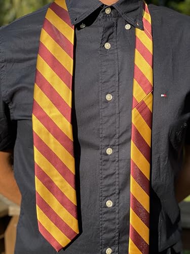 tiemart Men's Striped Tie Standard Length - color: Maroon and Gold