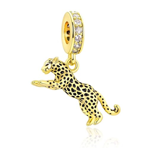 925 Sterling Silver Bead Charm for Pandora Bracelets and Necklaces,Pink Bow Cherry Butterfly Blue Ocean Pendant Bead Charms Jewelry Present Valentines Gifts for Wife/Girlfriend Women - style: Golden Cheetah Charms