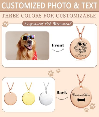 Personalized Locket Necklace for Women with Engraved Text & Picture | Custom Birthday Flower Locket Necklace Mothers Day Gift for Mom Mother Wife - color: Pet