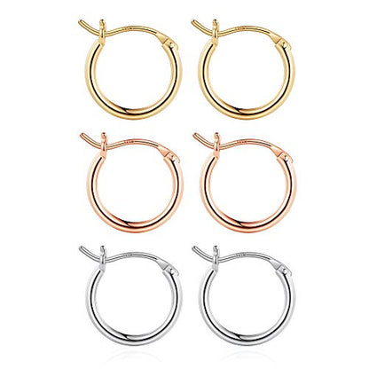 M MOOHAM Hoop Earrings for Women, Hypoallergenic 14K Gold Plated Earrings | Gold Plated Hoop Earrings Set for Sensitive Ears, Earring Stack for Women Trendy, Jewelry Gifts Lightweight 13-60mm - color: 3pairs-13mm-Gold-plated/silver-plated/Rose