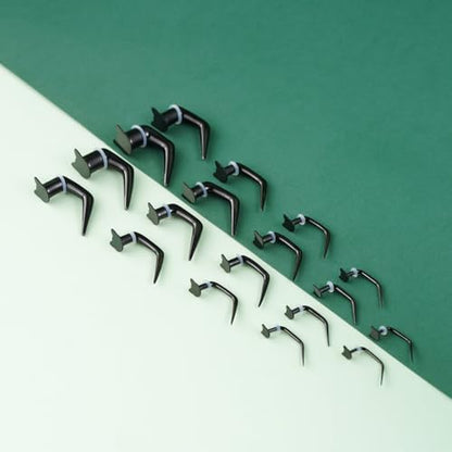 TBOSEN 18PCS Stainless Steel Stretching Kit Taper Bend Expander O-Ring Round | Flower | Heart | Cat Top Body Piercing Jewelry Set - color: Cat Top,Black