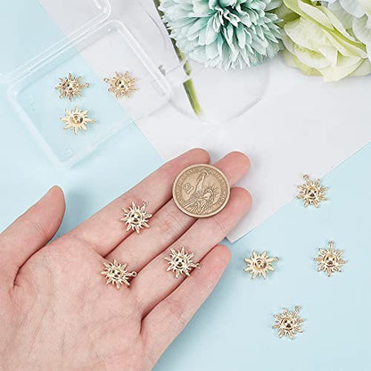 BENECREAT 10Pcs 18K Real Gold Plated Sun Shape Pendant, Gold Sun Charms Celestial Pendants for Crafting Bracelet Necklace Jewelry Findings Making, 17.5x15.5x3mm, Hole: 1mm - color: Sun