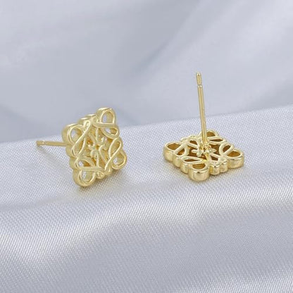 14K Gold Plated Knot Stud Earrings for Women, Minimalist Openwork Geometric Earrings, Lightweight Polished Fashion Jewelry for Daily Wear