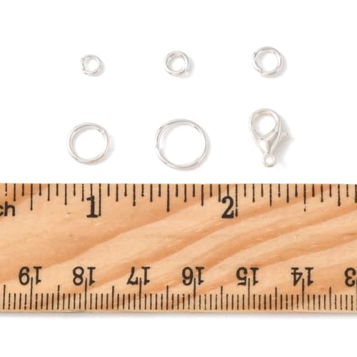 Jewelry Making Findings Kit with Jump Rings and Lobster Clasps, Silvery | Complete Silvery Jewelry Findings Kit with 5 Size Open Jump Rings, Lobster Clasps and Box for DIY Crafts, Repair, Beading - color: Silver