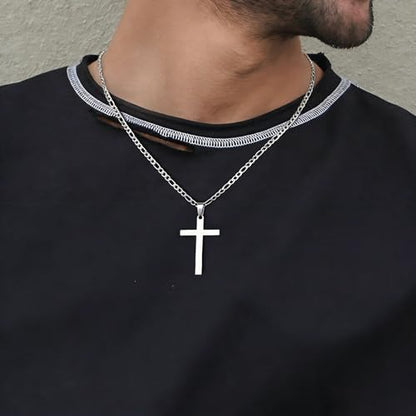 Stainless Steel No Tarnish Cross Pendant Charm Christian Jewelry for Women Men Jewelry Making Necklace Bracelet Silver - style: Big Size:17mm*32mm