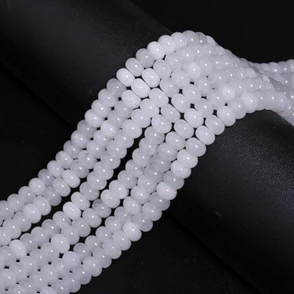 Songxi 5x8mm Natural Clear White Jade Stone Rondelle Beads, 75PCS Spacer Round Loose Abacus Beads for Jewelry Making, Gemstone for Bracelet Necklace Earrings, Arts and Crafts - color: Clear White Jade