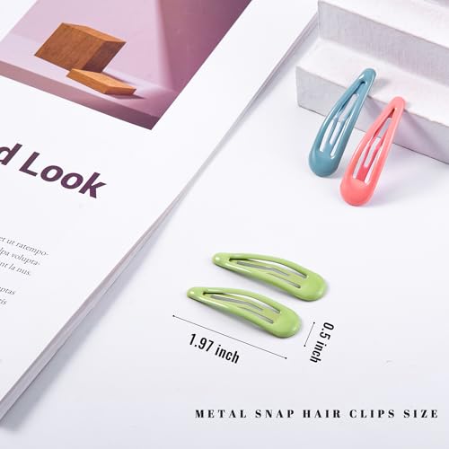 20 PCS Metal Snap Hair Clips Water Drop No Slip Barrettes for Women Bright Small Hair Clips For Thick And Thin Fine Hair,Green Blue Gray Pink Beige,1.97 x 0.5 In. - color: Green Blue Gray Pink Beige