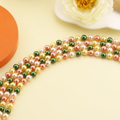 Pearl Necklaces for Women 60'' 70" Long Pearl Necklace 15.75'' Pearl Choker Necklace Chunky Bead Layered Faux Pearl Dangle Wedding Bridal 1920s Gatsby Christmas Costume Jewelry Gifts - color: Colorful-60“