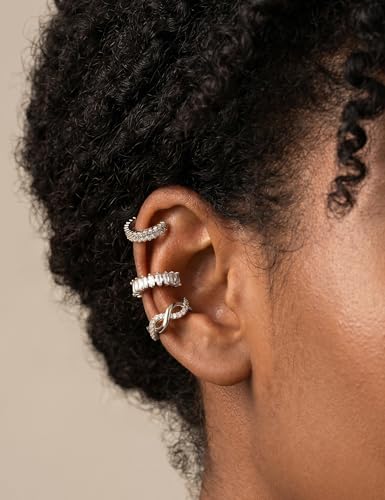 Giovanchi 16Pcs Ear Cuffs Non Piercing Ear Cuff Earrings for Women | 14K Gold Plated Ear Cuff, Adjustable, Non Pierced Ears, Clip on Cartilage Earring Fake Earrings Set - color: A-14K White Gold Plated