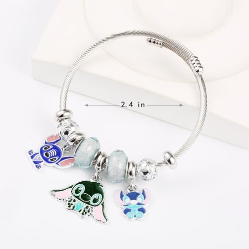YouLuo Cute Necklace Charm Bracelet Set,Personalized Jewelry Gift for Women | Cute Charm Bracelet, Adjustable Stainless Steel Bracelet, Anime Cartoon Accessories Bracelets for Women Gift and Friendship - color: Black