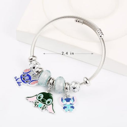 YouLuo Cute Necklace Charm Bracelet Set,Personalized Jewelry Gift for Women | Cute Charm Bracelet, Adjustable Stainless Steel Bracelet, Anime Cartoon Accessories Bracelets for Women Gift and Friendship - color: Black