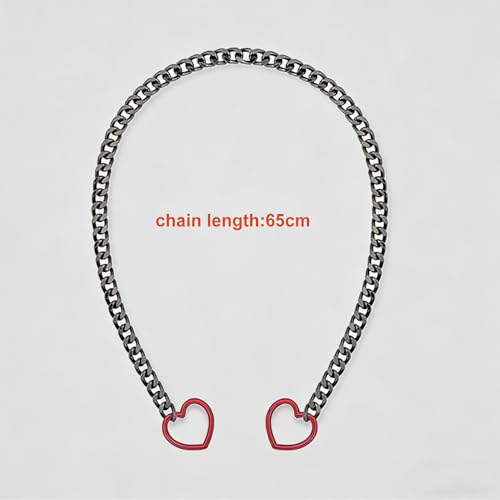 Slip Chain Necklace for Women Gothic Stainless Steel Bar Pendant Cuban Link Necklaces Adjustable Goth O Ring Long Necklaces Punk Rock Collar Choker Trendy Lariat Y Necklace - color: Black Red