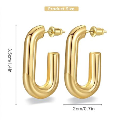 Women Hoop Earrings Lightweight 18K Gold Plated Chunky Hoops Earring Daily Jewelry - style: Hoops 2