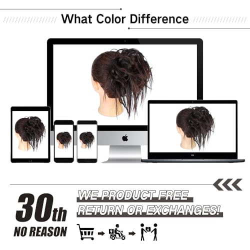 HMD Tousled Updo Messy Bun Hair Piece for Women Synthetic Hair Extension | Messy Bun Hair Piece with Elastic Scrunchie Synthetic Tousled Updos Ponytail Hairstyles for Daily Wear - color: Dark Chocolate Brown