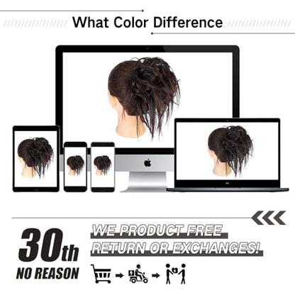 HMD Tousled Updo Messy Bun Hair Piece for Women Synthetic Hair Extension | Messy Bun Hair Piece with Elastic Scrunchie Synthetic Tousled Updos Ponytail Hairstyles for Daily Wear - color: Dark Chocolate Brown