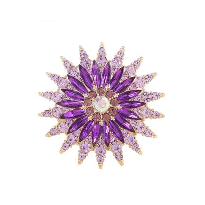 QCWN Large Flower Brooches and Pins for Women Vintage Rhinestone Sunflower Brooch Costume Jewelry Lapel Hat Pins for Wedding Dresses Bouquet Gifts - style: 1Pcs Purple Sunflower