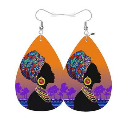 Beautiful Woman Leather Teardrop Hook Earrings African Ancient Female Elegant Earrings For Women Friends Dangle Earrings - color: Beautiful Woman
