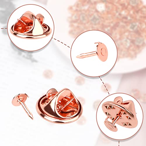 JANYUN 120 Pairs Butterfly Clutch Tie Tacks Pin Back Metal Locking | Rose Gold,Metal Holder Clasp Lock Backings,Replacement with 8mm Length 4mm Width Blank Pin for Brooch Lapel Enamel Craft Mak - color: Rose Gold, size: 4mm