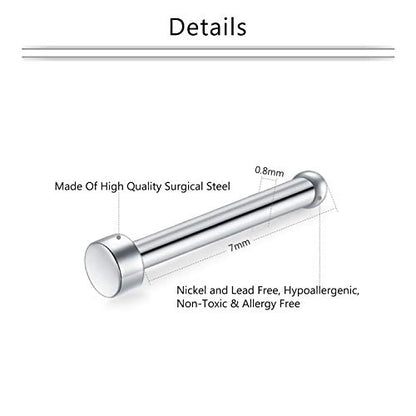 Mayhoop 20g Nose Rings Hoops And Studs For Women Men - Hypoallergenic 316L Surgical Stainless Steel L Shape Nose Screw Bone Silver Rose Gold Black Rainbow Pack 28Pcs - color: Nose Bone(Silver+Rose gold)