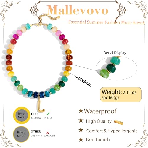 Chunky Beaded Bubble Initial Pendant Necklace Jewelry for Women | Big Large Bead Choker Letter Necklace Summer Beach Beachy Womens Statement Charm Gifts - color: Colorful L