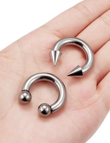 ASTM F136 Titanium 20/18/16/14/12/8/6/4/2g Internally Threaded Horseshoe Nose Septum Ring Gauge Earrings Lip Rings Prince Albert Jewelry Hoop Piercings for Women Men - size: 4g*16mm